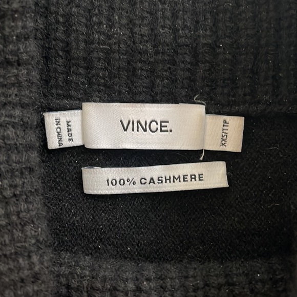 VINCE Short Sleeve Turtleneck Cashmere Sweater in Black - Picture 8 of 10